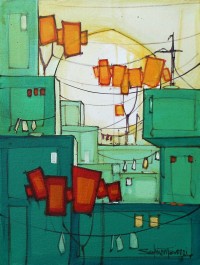 Salman Farooqi, 12 x 16 Inch, Acrylic on Canvas, Cityscape Painting-AC-SF-176